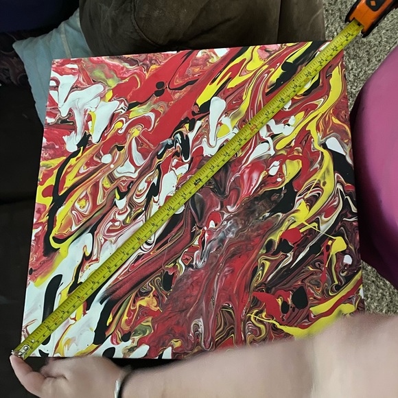 Handmade Liquid Pour Contemporary Acrylic on Canvas - Picture 4 of 6